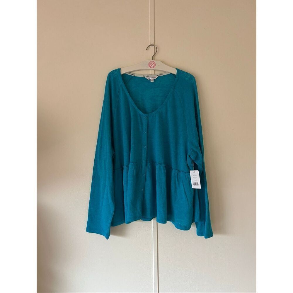 Daily Thread Blue Button Up Long Sleeve Top Woman’s Size 2X NEW